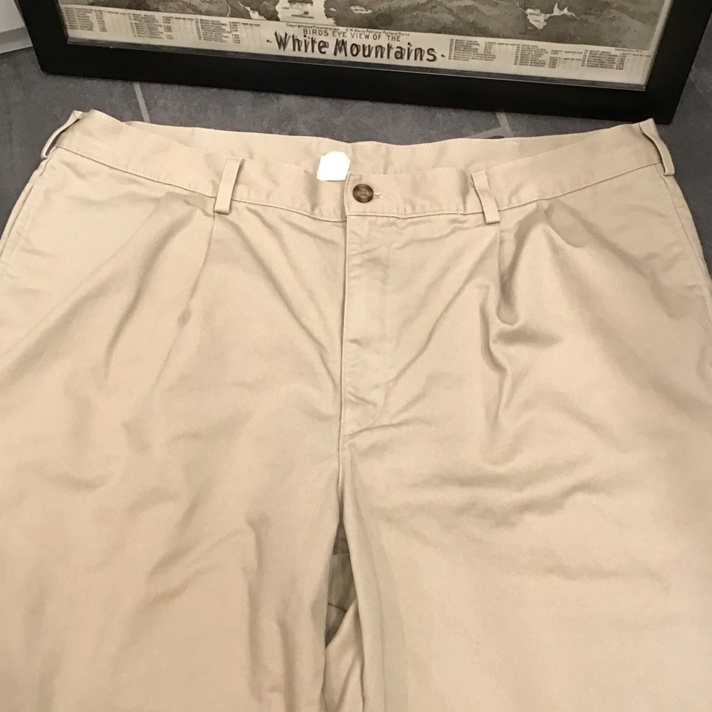 Vintage LL Bean Mens Flannel Lined Pants Size 42x34 Pleated Khakis Straight Leg - Picture 8 of 16